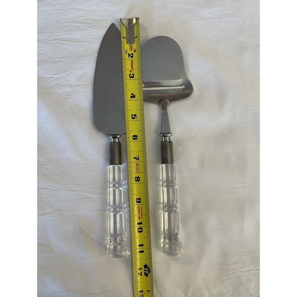 Mirage Stainless Steel Cheese & Cake Pie Serving Knives Lucite Handle '60 VTG - Picture 9 of 9